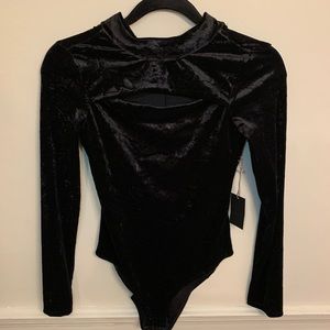 Black Velvet Long Sleeve Bodysuit